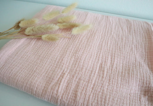 Double gauze / Harsokangas: Persikkainen vaaleanpunainen 110cm