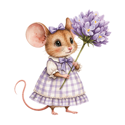 Silityskuva: Hiiri ja kukka laventeli