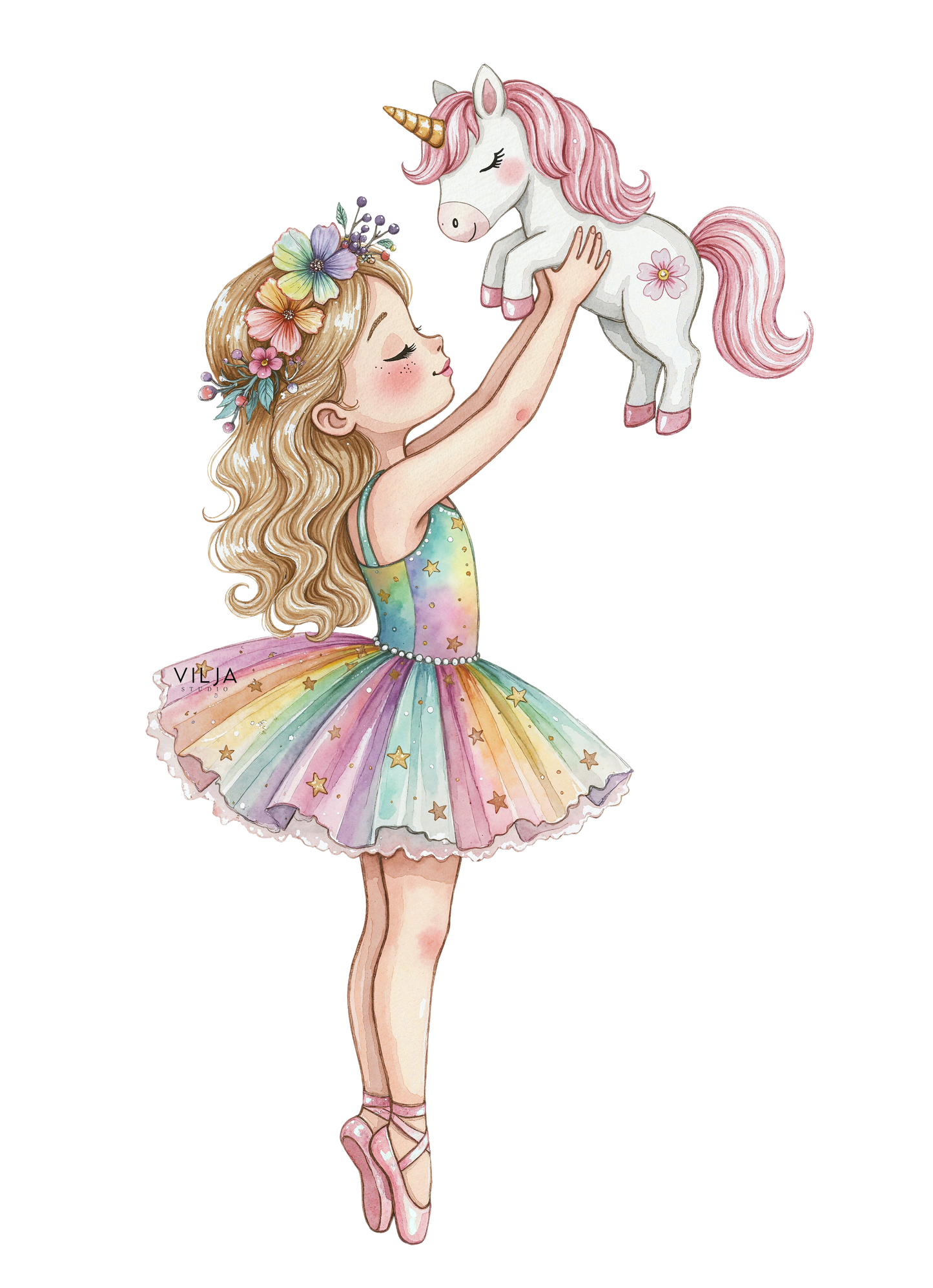 Silityskuva: Sateenkaari ballerina ja yksisarvinen