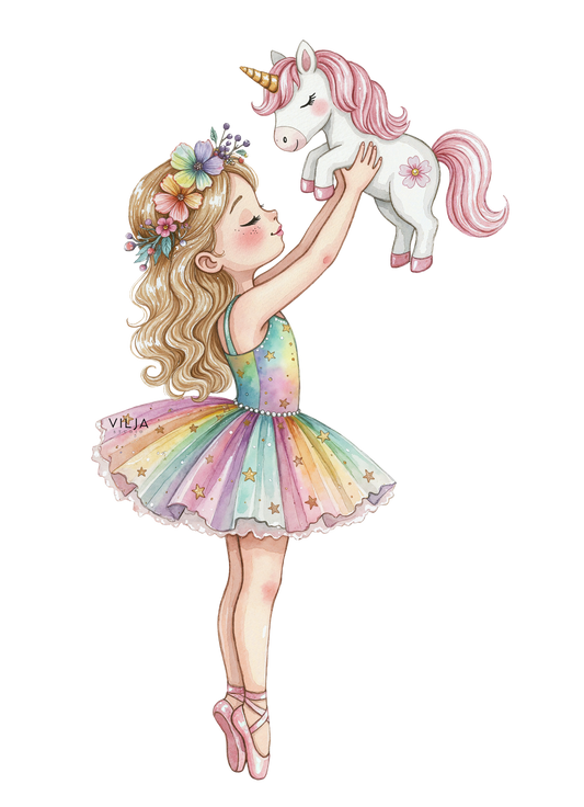 Silityskuva: Sateenkaari ballerina ja yksisarvinen